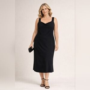 Armani Collezioni Black Midi Dress Size 14 Made in Italy Silk Blend